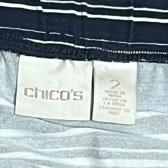 Chico’s Navy And White Striped Women's Skirt, Size L/12 (Chico’s 2) - Picture 3 of 7
